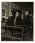 8" x 10" Glossy Photo From the 1935 Three Stooges Film "Screen Snapshots" -- Abrasion at Center Right, Else Very Good